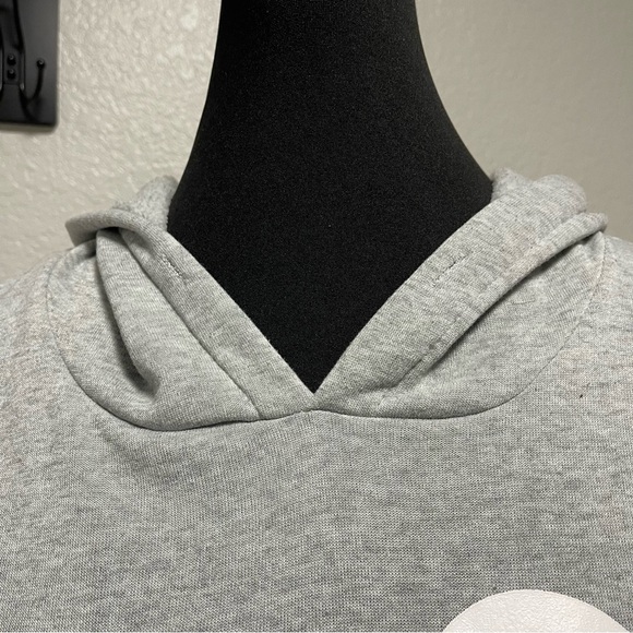 Heather Grey Heart Print Hooded Sweatshirt MEDIUM - Picture 3 of 7